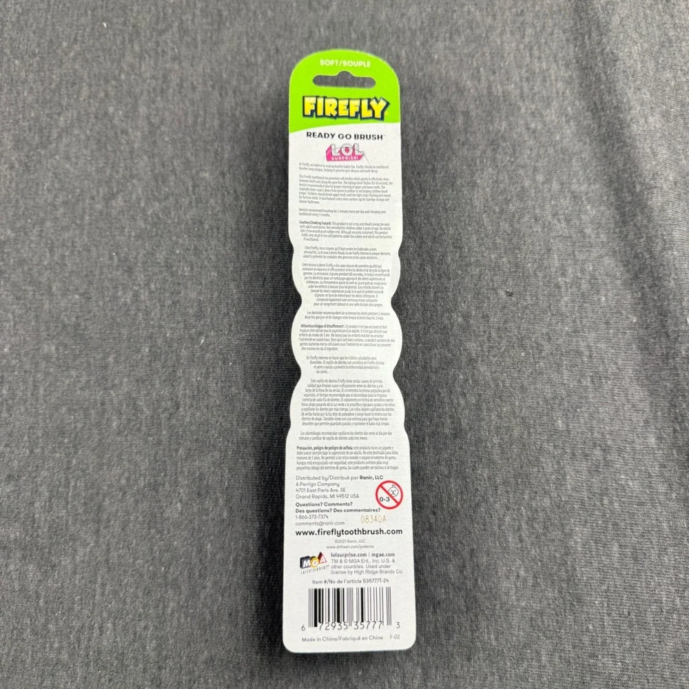 Firefly LOL Surprise Ready Go Brush Kids Lightup Timer Toothbrush Soft Purple